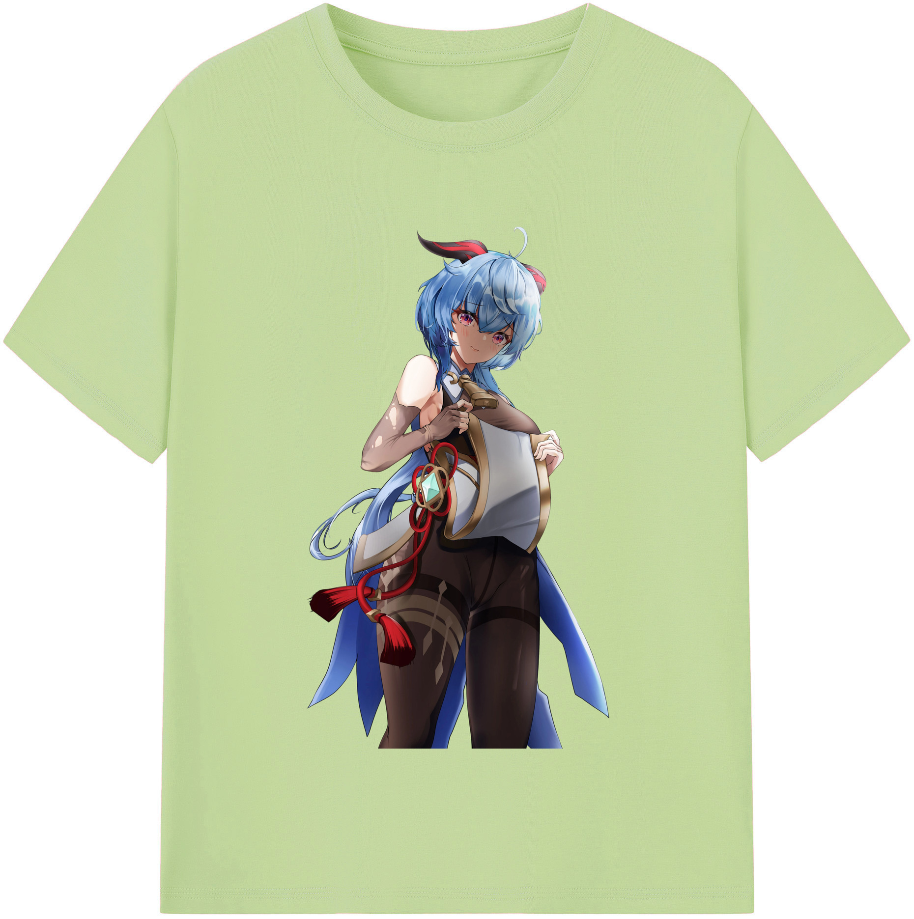 げんし神 甘雨 かんう genshin Ganyu 綿100％半袖Tシャツ（フロントプリント）